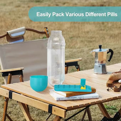 2 in 1 Water Bottle With Pill Organizer – 600ml